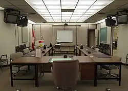 The main conference room inside the Diefenbunker to provide continuity of Canada's government activities that were legal and constitutional in case of a nuclear attack.[19]