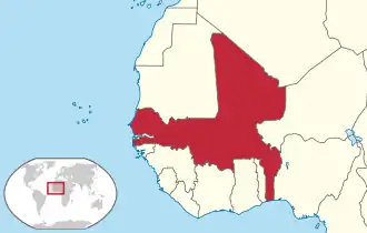The Mali Federation in 1959, including Dahomey and Upper Volta