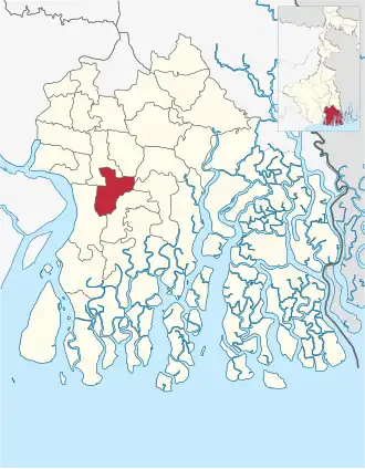 Location of Mandirbazar community development block in South 24 Parganas district