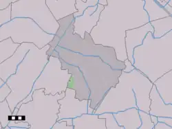 The centre (dark green) and the statistical district (light green) of Spier in the municipality of Midden-Drenthe.