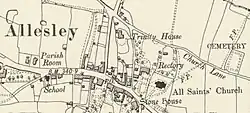 Map of Allesley and Trinity House (1900–1910)