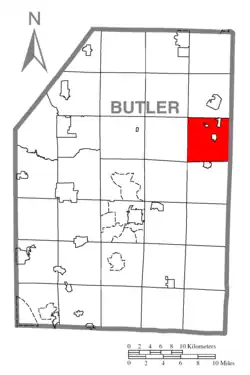 Map of Butler County, Pennsylvania, highlighting Fairview Township