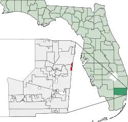 Location of Lauderdale-by-the-Sea in Broward County, Florida