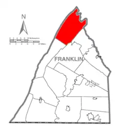 Map of Franklin County, Pennsylvania highlighting Fannett Township