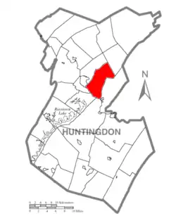 Map of Huntingdon County, Pennsylvania Highlighting Henderson Township