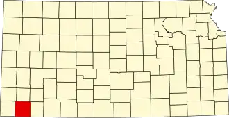 Map of Kansas highlighting Stevens County