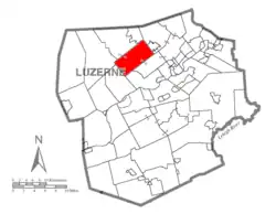 Map of Luzerne County highlighting Lehman Township