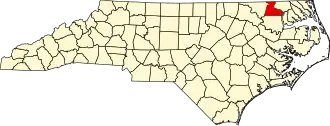 State map highlighting Hertford County