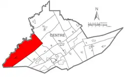 Map of Centre County, Pennsylvania highlighting Rush Township