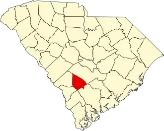 Map of South Carolina highlighting Bamberg County