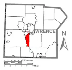 Location of Taylor Township in Lawrence County