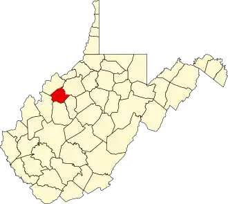 State map highlighting Wirt County