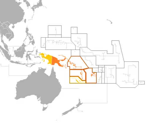 Image 20Outline of sovereign (orange) and dependent islands (yellow) (from Melanesia)