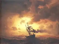 Steamship in the Sunset