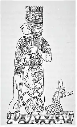 Marduk and his dragon Mušḫuššu, from a Babylonian cylinder seal