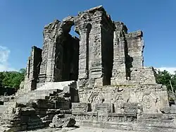 Ruins of Martand Sun Temple, India with a multifoil arched gateway, finished between 625-885 A.D under the Karkota empire.[36]