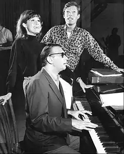 Bob Merrill rehearsing for Breakfast at Tiffany's with Mary Tyler Moore and Richard Chamberlain (1966)