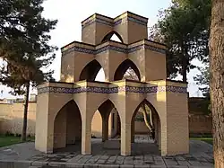 Monument of Molla Hossein Kashefi, Sabzevar, built in 1974. The post-modern design has incorporated the concepts of chahartaqi and iwans.