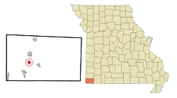 Location in McDonald County and the state of Missouri