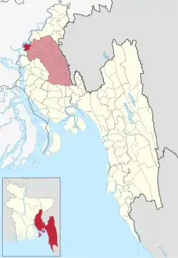 Location of Meghna Upazila