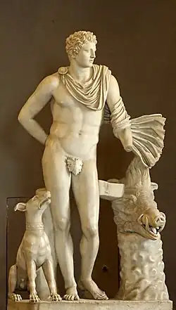 A Roman 1st-century AD marble Meleager with chlamys, a free improvisation on Scopas's model, from the Fusconi-Pighini collection (Museo Pio-Clementino, Rome)