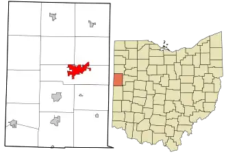 Location in Mercer County and the state of Ohio.