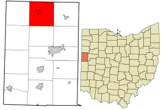 Location in Mercer County and the state of Ohio.