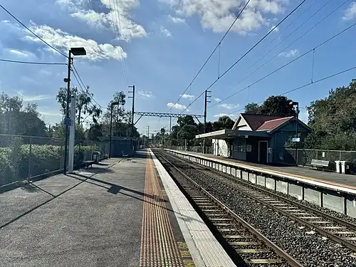Northbound view from Platform 1 at Merri