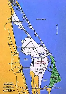 Cape Canaveral Space Force Station (shown in green)