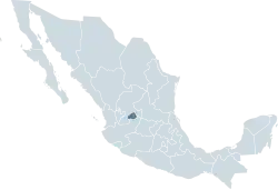Location of the state of Aguascalientes