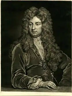 Mezzotint portrait of Sir John Vanbrugh by John Faber the Younger after Sir Godfrey Kneller, 1733. Chaloner Smith 1883; British Mezzotinto portraits from the introduction of the art to the early part of the present century # 208.29. British Museum