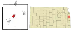 Location within Miami County and Kansas