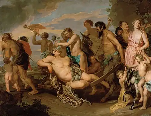 The Triumph of Bacchus; by Michaelina Wautier; before 1659; oil on canvas; 270 x 354 cm; Kunsthistorisches Museum[110]