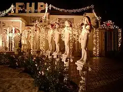 Reduced-scale copies of David in Los Angeles, decorated for Christmas 2005