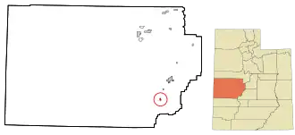 Location in Millard County and the state of Utah.