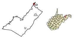 Location of Carpendale in Mineral County, West Virginia.