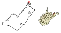 Location of Ridgeley in Mineral County, West Virginia.
