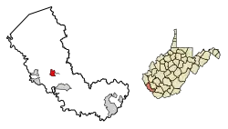 Location of Delbarton in Mingo County, West Virginia.