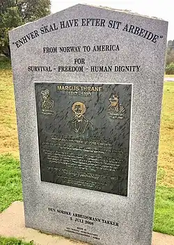 Memorial stone honoring Marcus Thrane