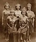 Miss Siam and Miss Thailand wearing Thai traditional costumes, 1938