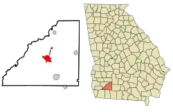 Location in Mitchell County and the state of Georgia