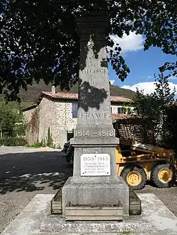 The war memorial in Valgorge