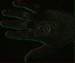 Modified gradient. This is the result of pasting the gradient of B onto the gradient of A.