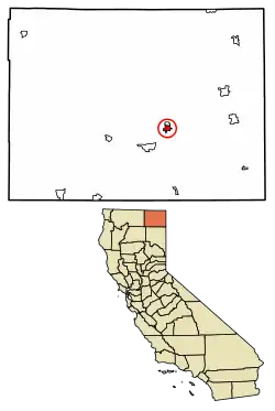 Location within Modoc County and California