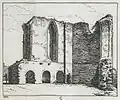 Architectural drawing of Monmouth Castle, black and white print, from engraving, 1801