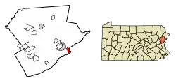 Location of Delaware Water Gap in Monroe County, Pennsylvania.