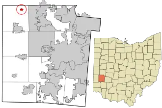Location in Montgomery County and the state of Ohio.