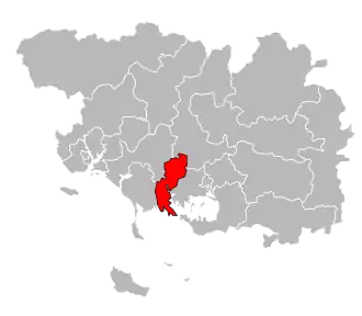 Location of the canton in the department of Morbihan