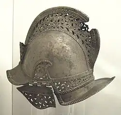 Bronze helmet of a 16th-century Spanish soldier.