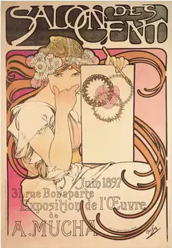 Mucha poster for the Salon des Cent exhibition of June 1897.